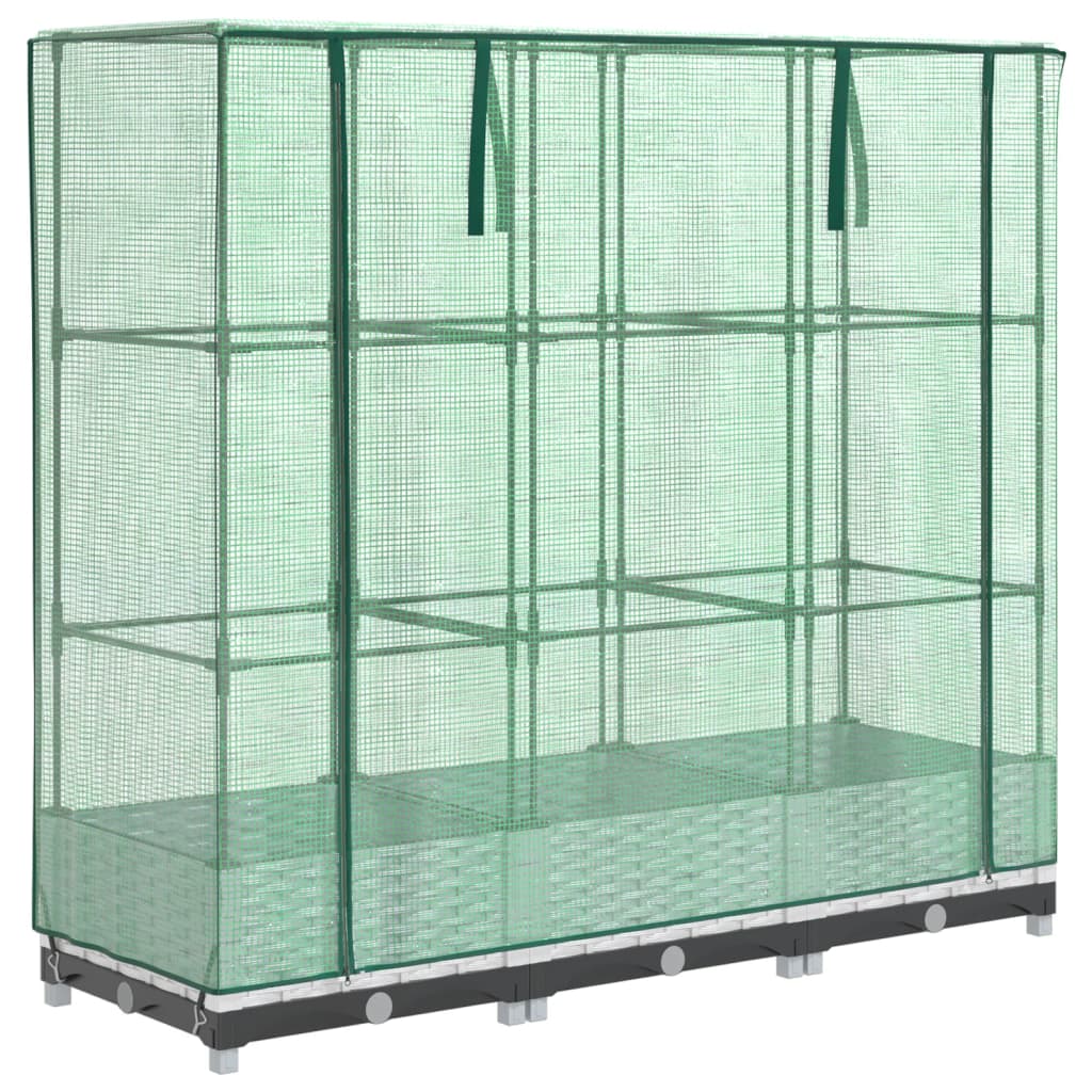Raised bed with greenhouse attachment rattan look 120x40x123 cm