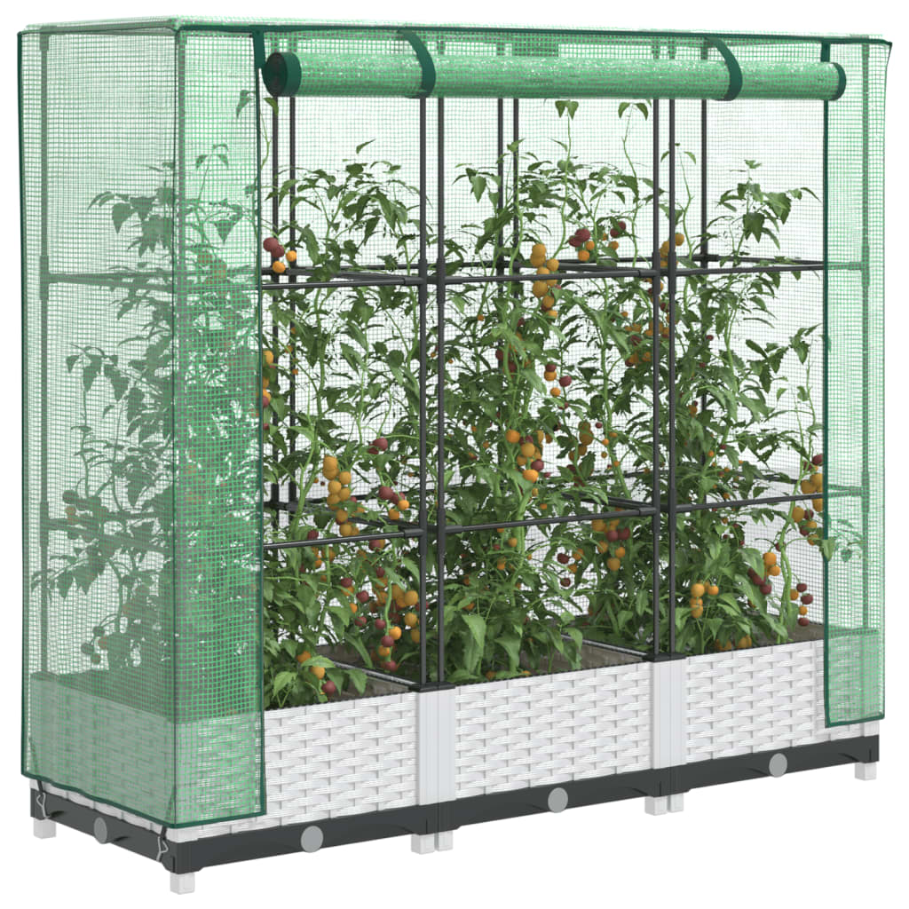 Raised bed with greenhouse attachment rattan look 120x40x123 cm
