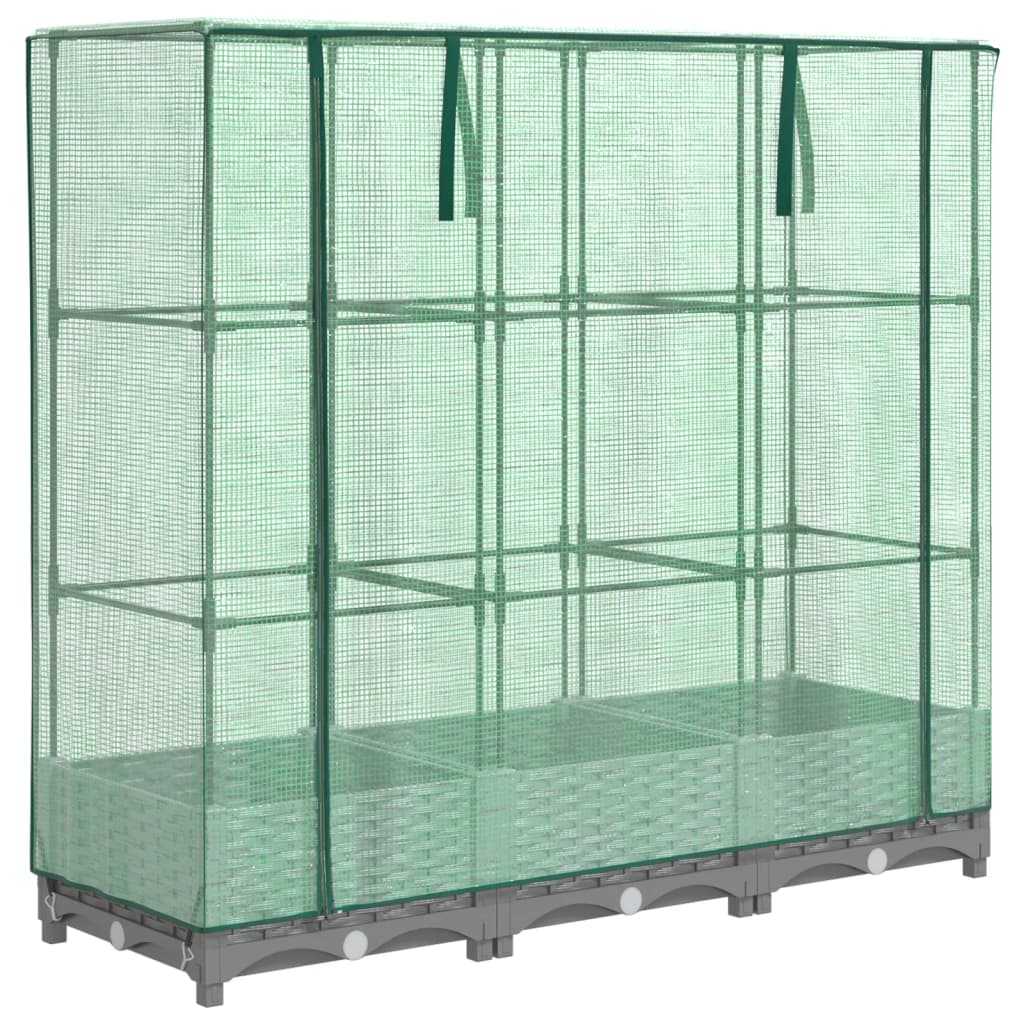 Raised bed with greenhouse attachment rattan look 120x40x123 cm
