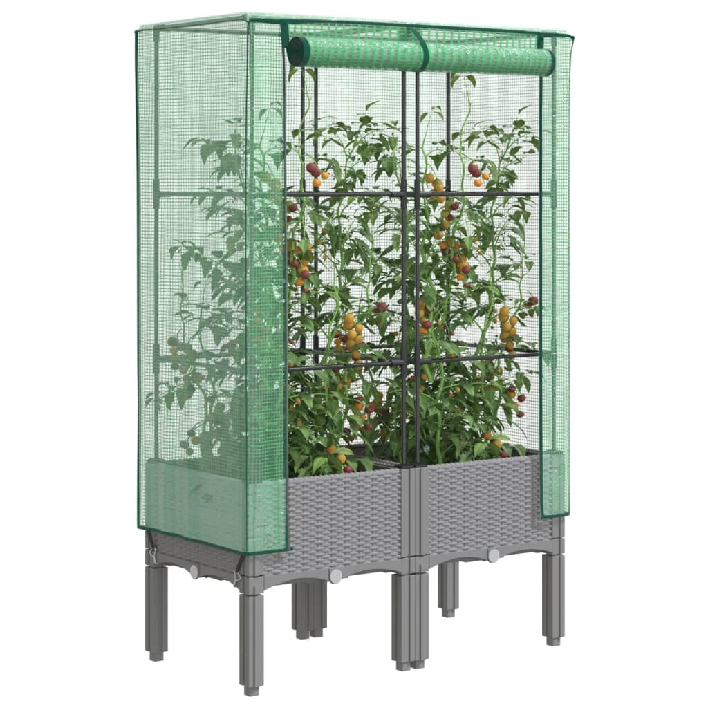 Raised bed with greenhouse attachment rattan look 80x40x140 cm