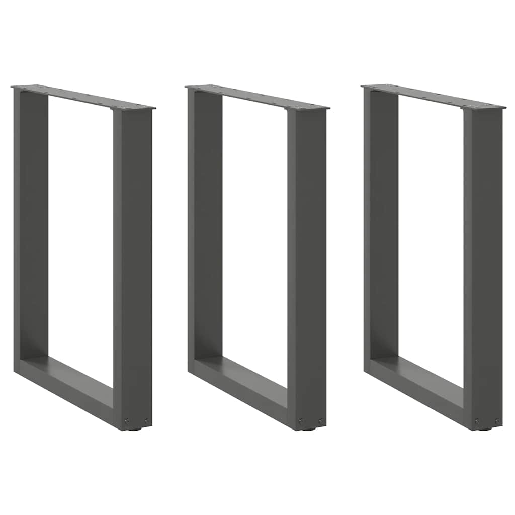 Dining table legs U-shape 3 pcs. Anthracite 70x(72-73) cm steel