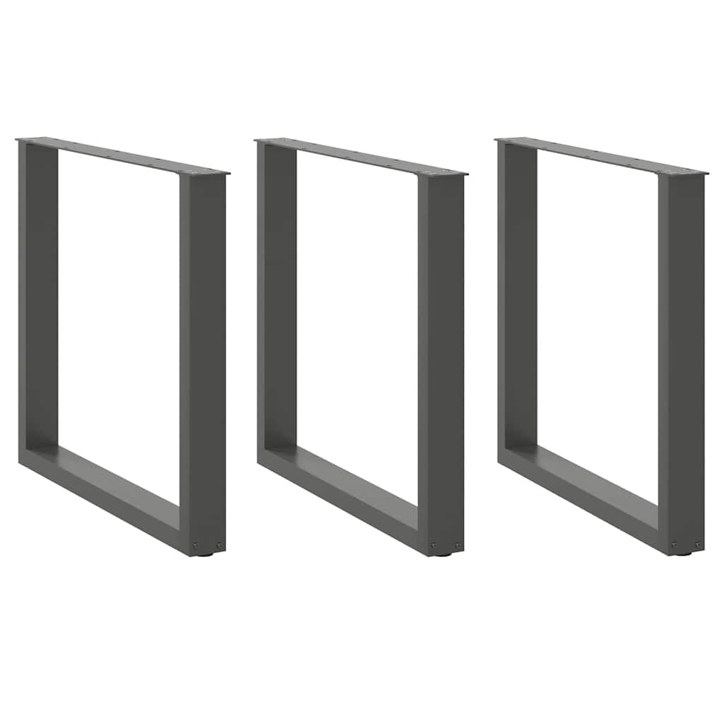 Dining table legs U-shape 3 pcs. Anthracite 90x(72-73) cm steel
