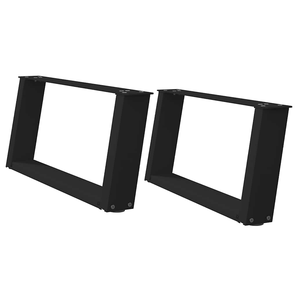 Couchtischbeine U-Form 2 Stk. Schwarz 60x(30-31) cm Stahl
