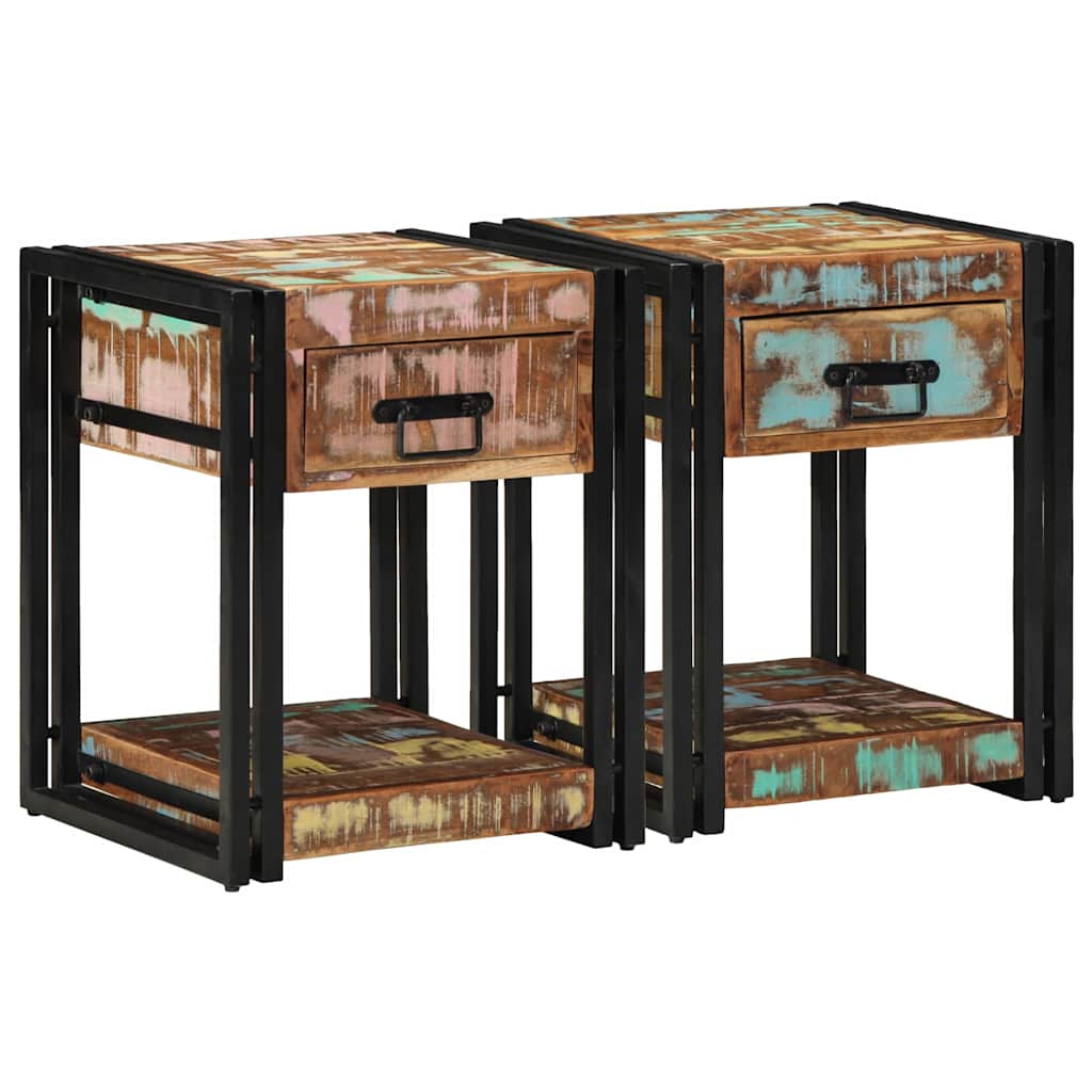 Nachttisch 2 pcs 40 x 40 x 50 cm recyceltes Massivholz