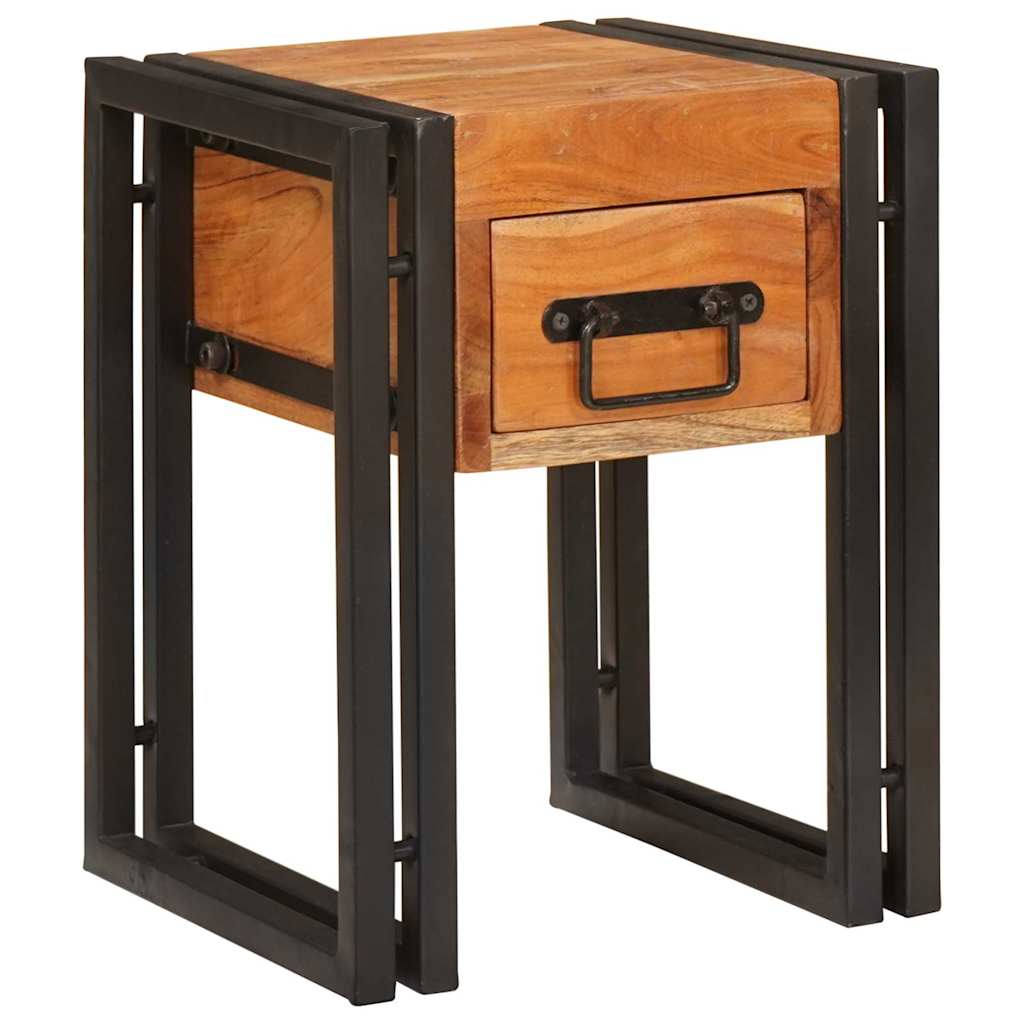 Beistelltisch 30 x 30 x 40 cm Massives Akazienholz und Metall