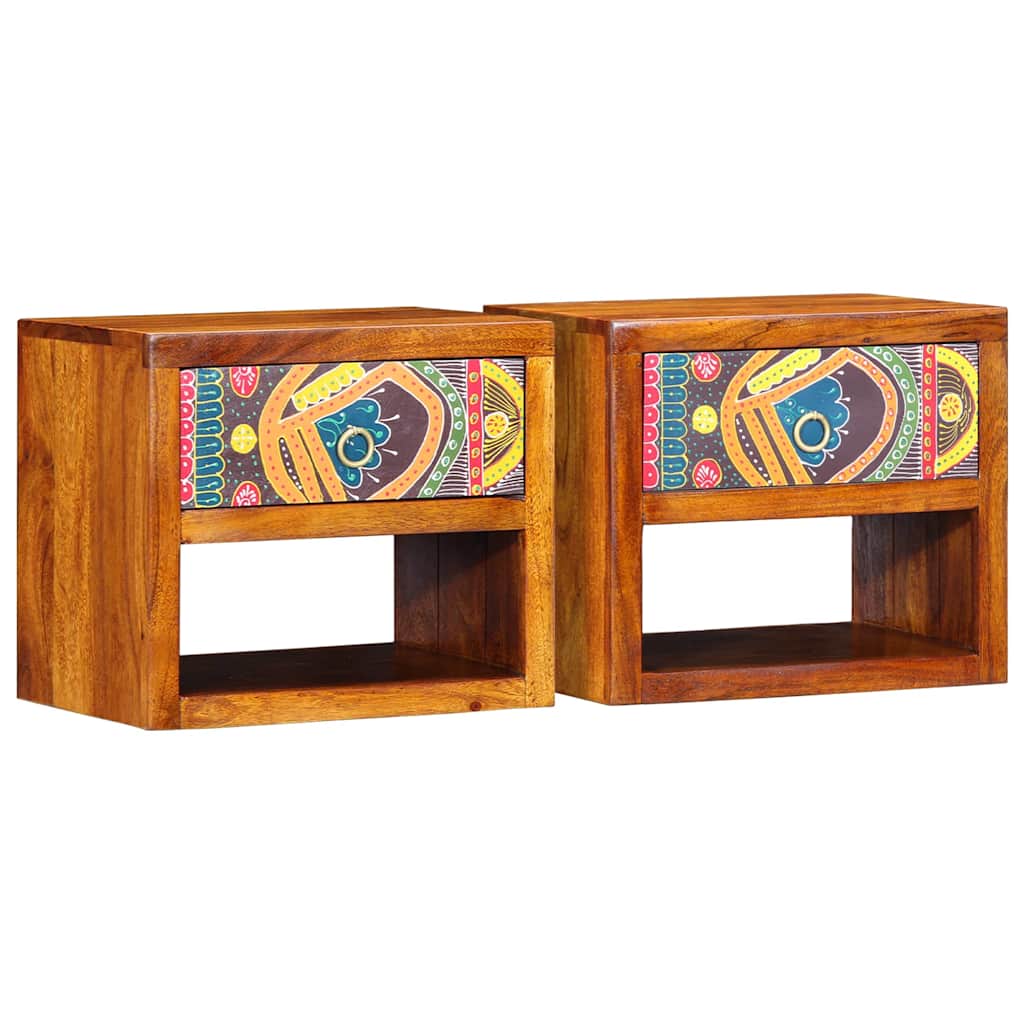 Nachttisch 2 pcs Braun 40 x 35 x 35 cm Akazie Massivholz
