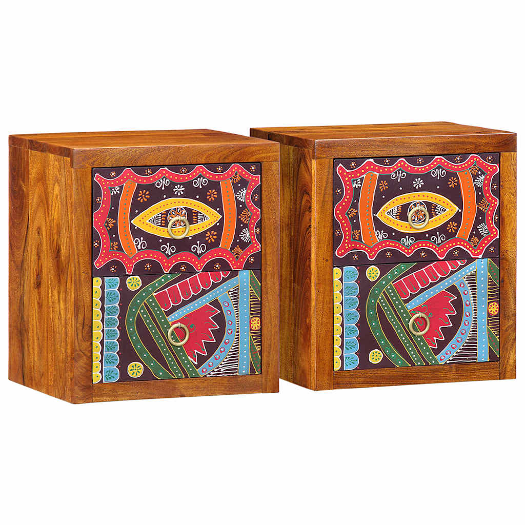 Nachttisch 2 pcs Braun 35 x 30 x 40 cm Akazie Massivholz