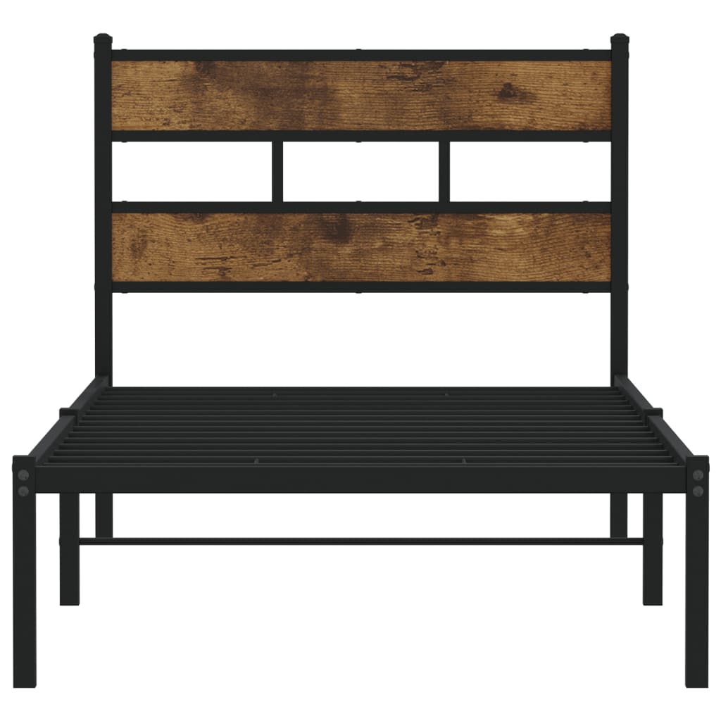 Metal bed without mattress smoked oak 75x190 cm
