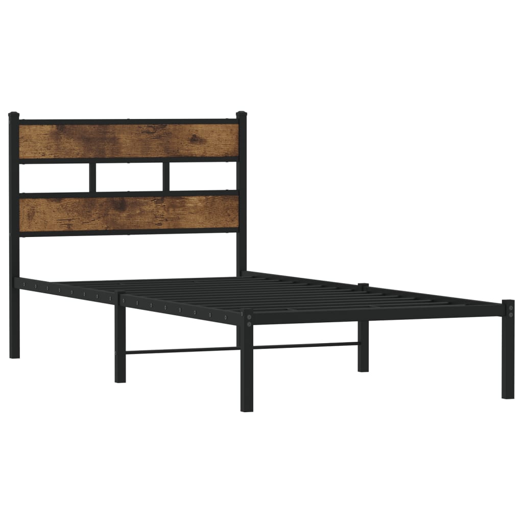 Metallbett ohne Matratze Räuchereiche 90x200 cm