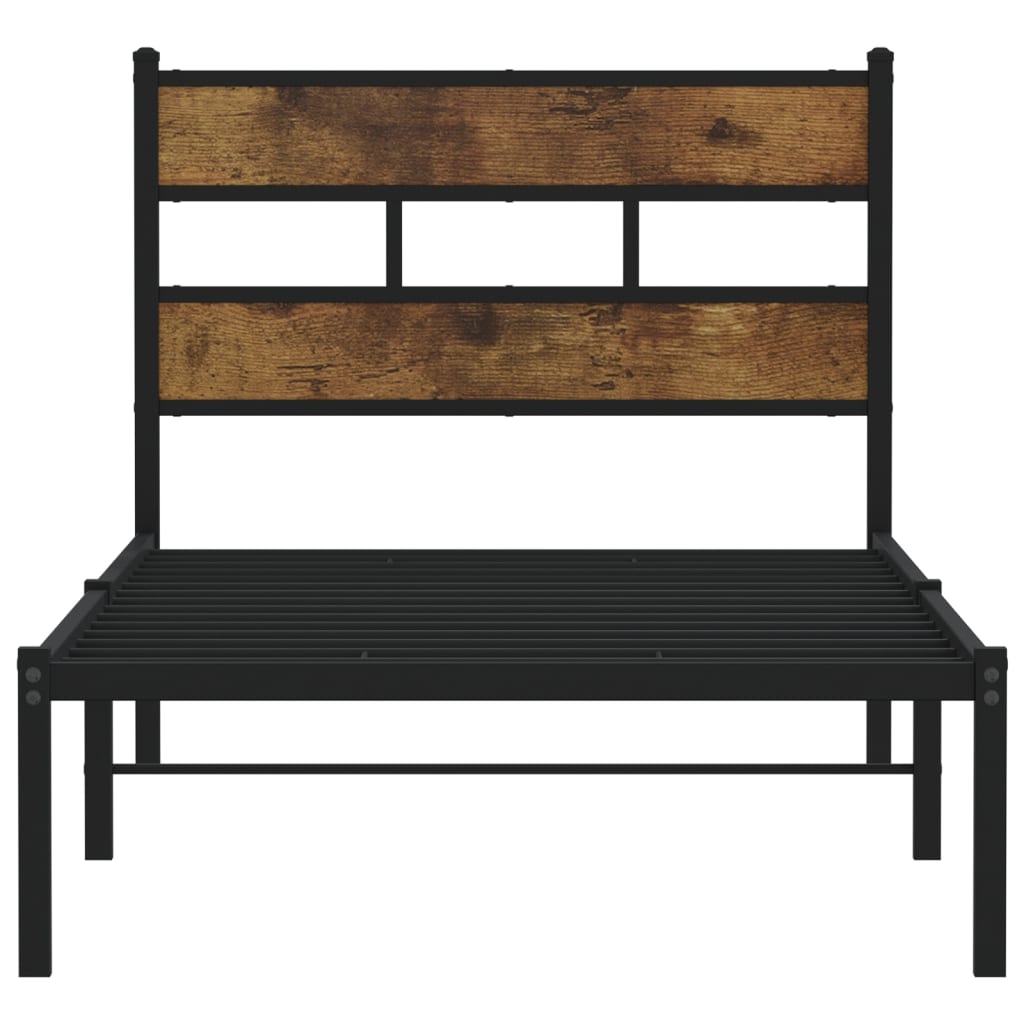 Metal bed without mattress smoked oak 100x190 cm