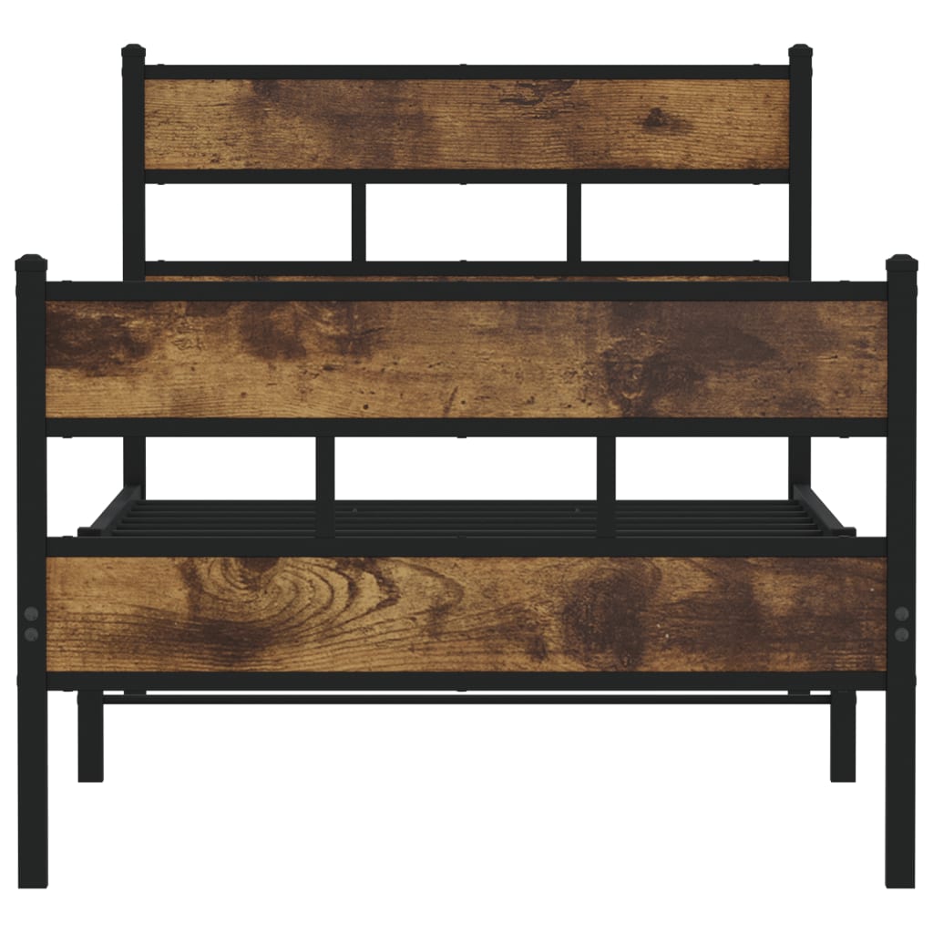 Metal bed without mattress smoked oak 80x200 cm