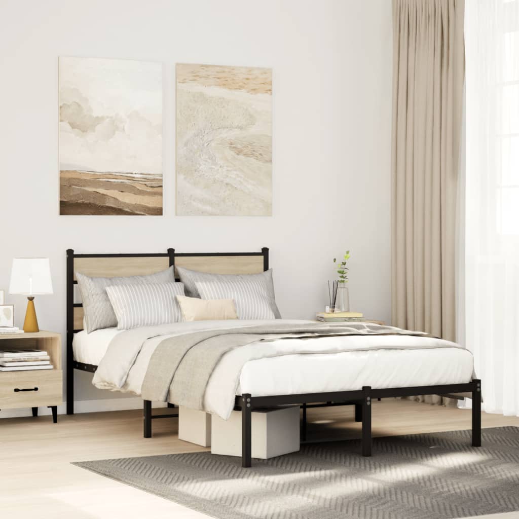 Metal bed without mattress Sonoma oak 120x200 cm