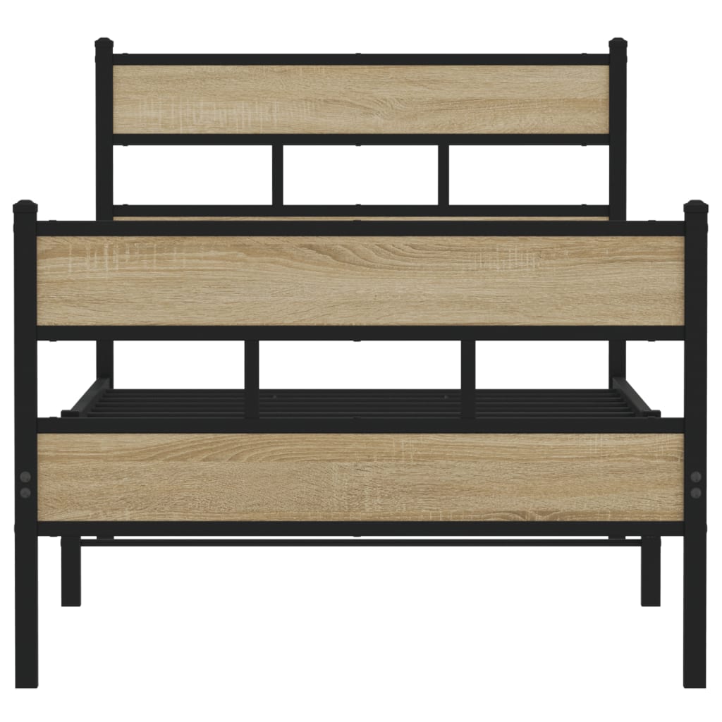 Metallbett ohne Matratze Sonoma-Eiche 100x190 cm