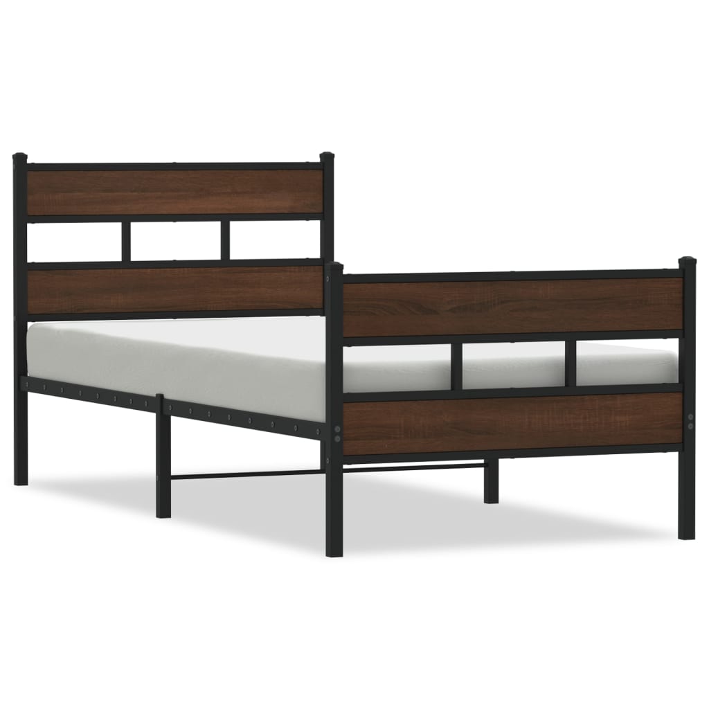Bed frame without mattress with head and footboard 100x190 cm