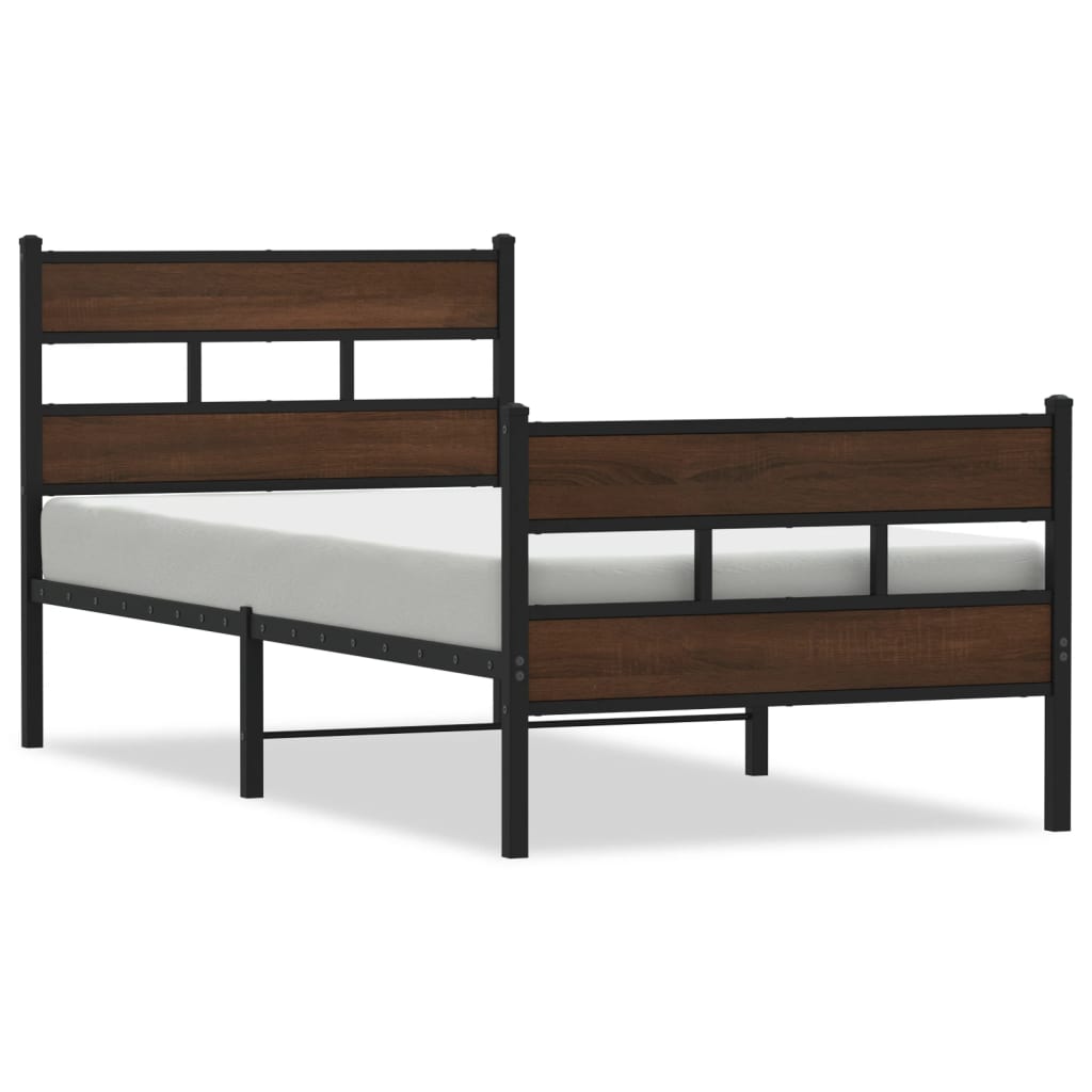 Bed frame without mattress with head and footboard 100x200 cm