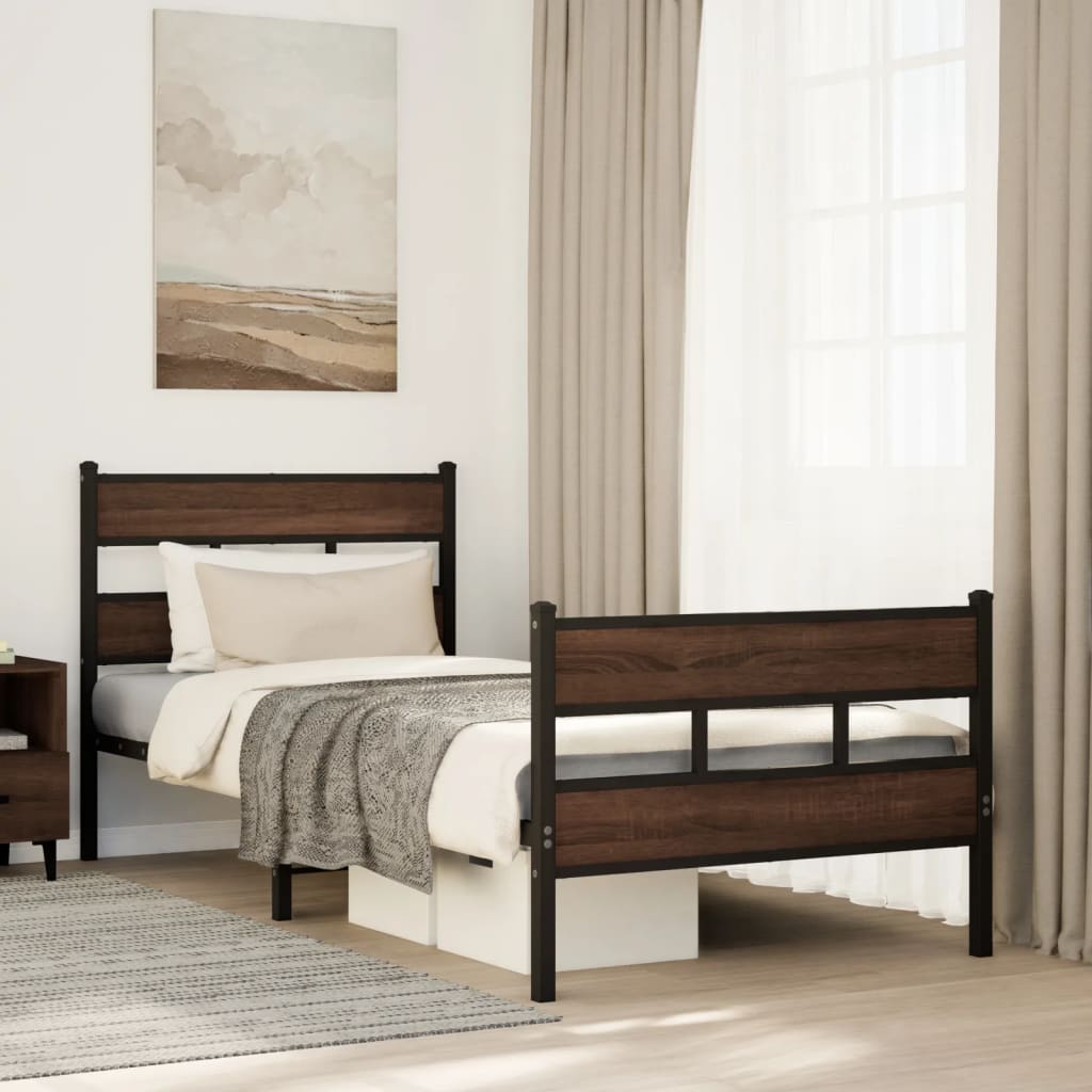 Bed frame without mattress with head and footboard 100x200 cm