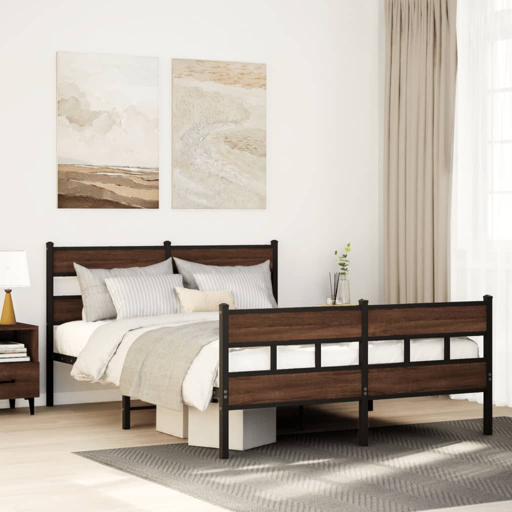 Bed frame without mattress with head and footboard 137x190 cm