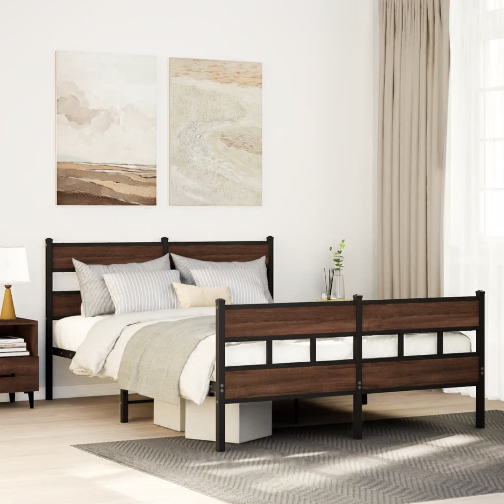 Bed frame without mattress with head and footboard 140x190 cm