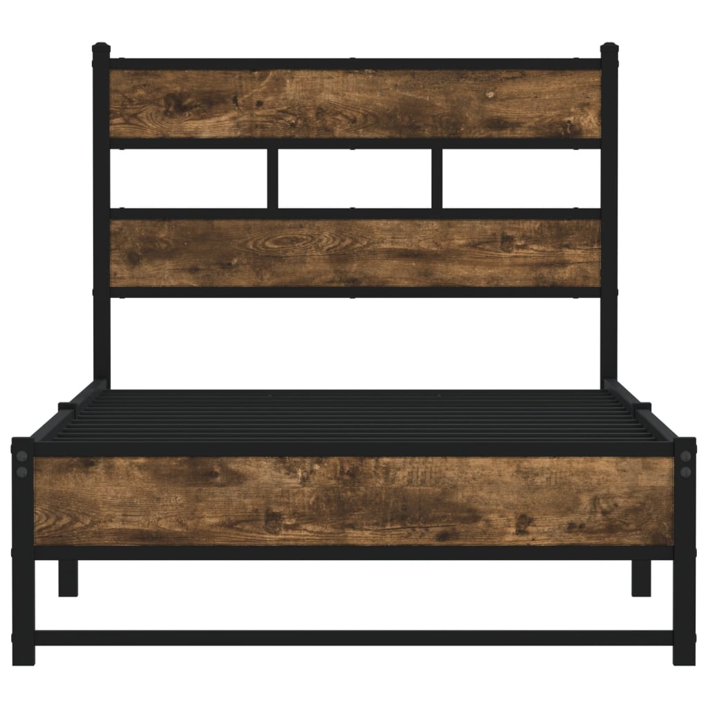 Metal bed without mattress smoked oak 90x190 cm