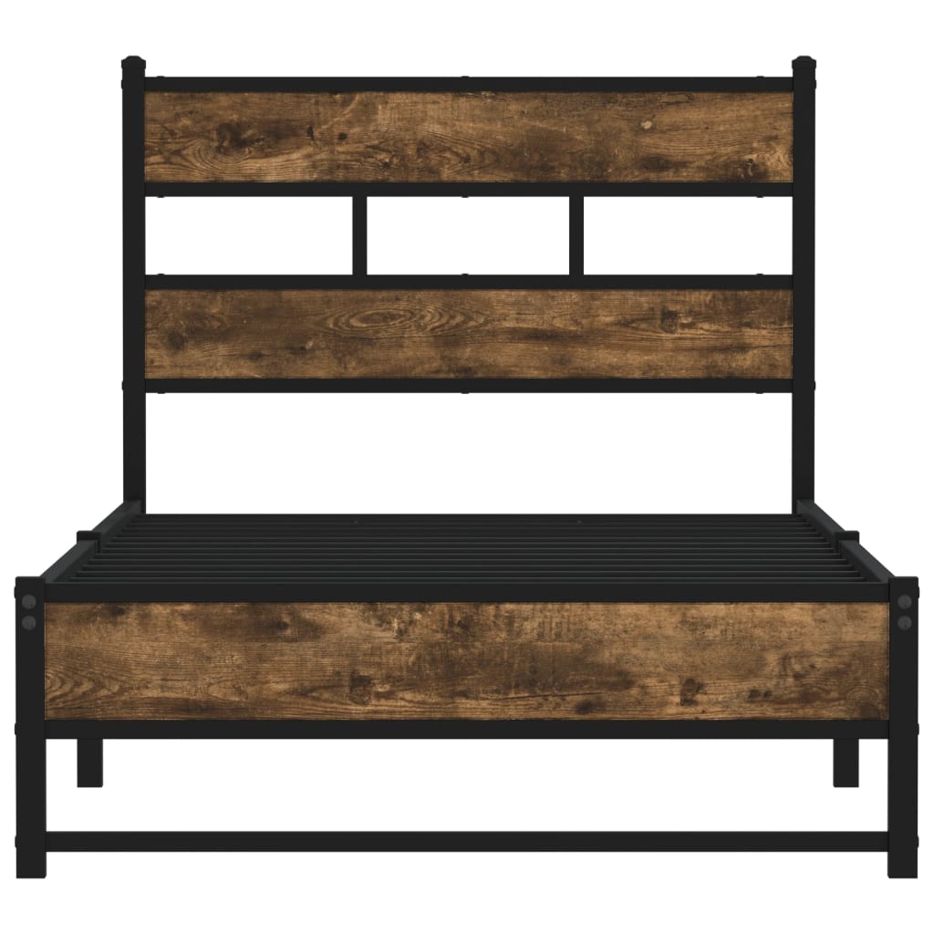 Metal bed without mattress smoked oak 90x200 cm