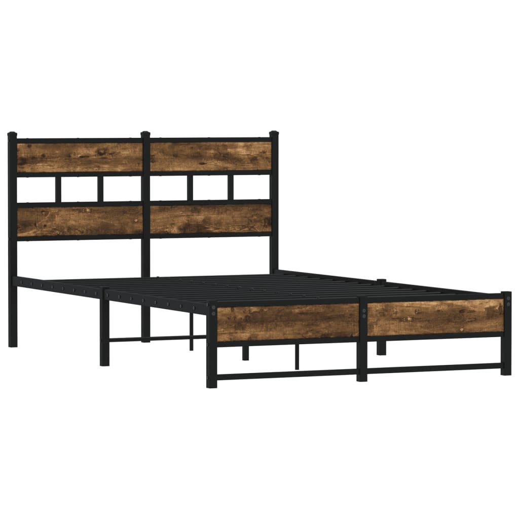 Metal bed without mattress smoked oak 120x200 cm