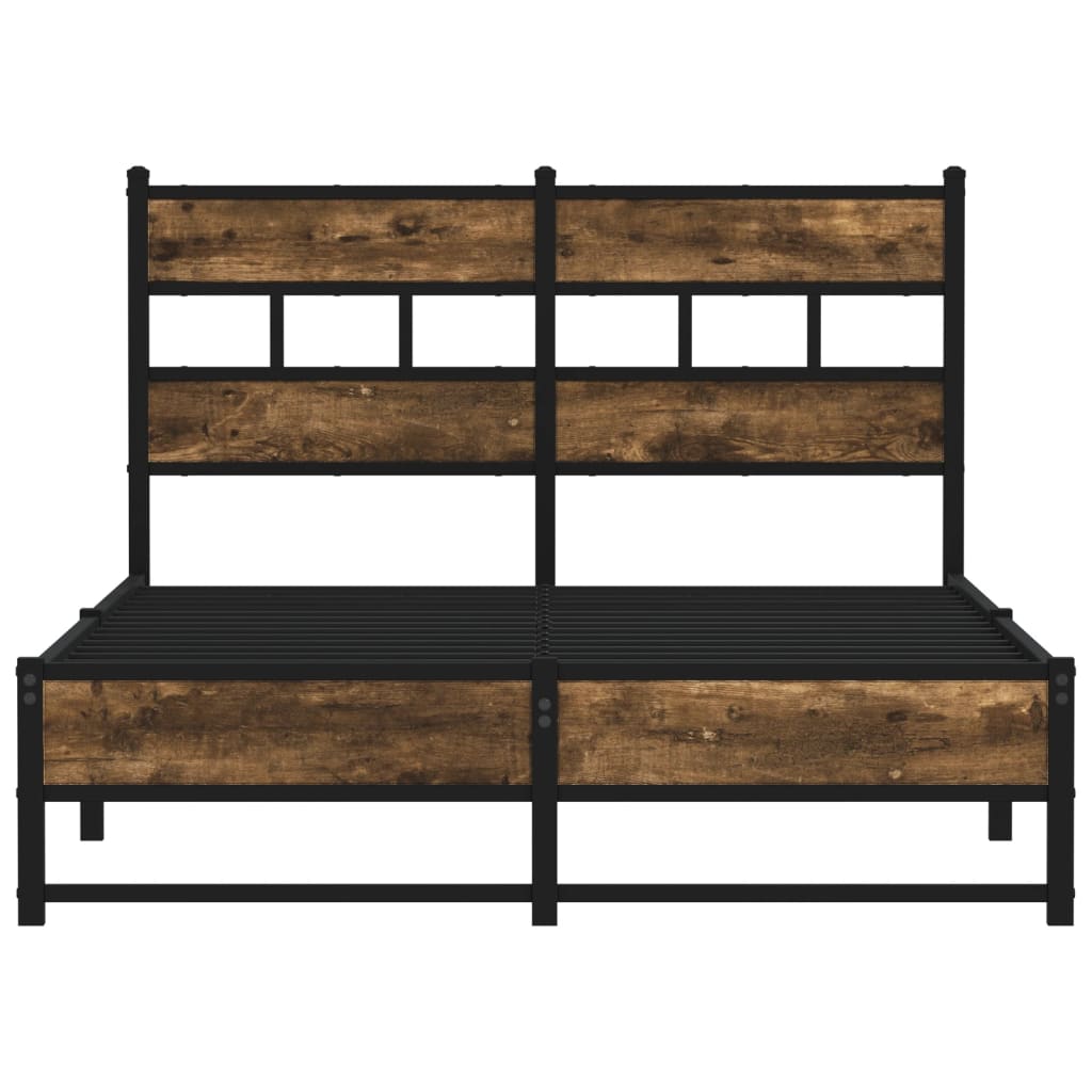 Metal bed without mattress smoked oak 120x200 cm