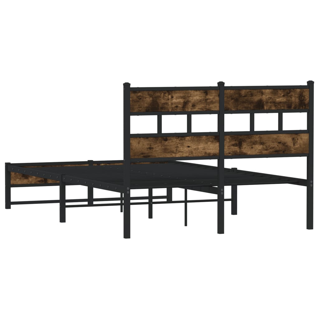 Metal bed without mattress smoked oak 120x200 cm