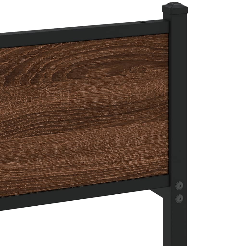 Bed frame without mattress brown oak 150x200 cm wood material