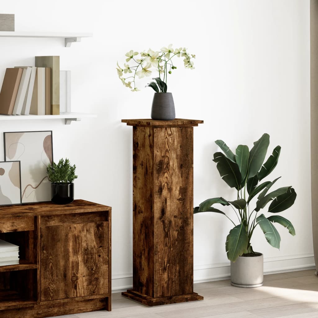 Pedestal with storage space smoked oak 31x30x90 cm wood material