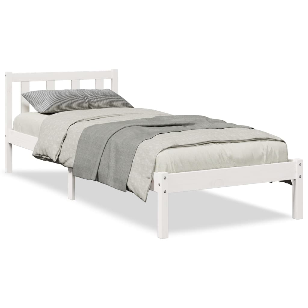 Solid Wood Bed Extra Long without Mattress White 100x210 Pinewood