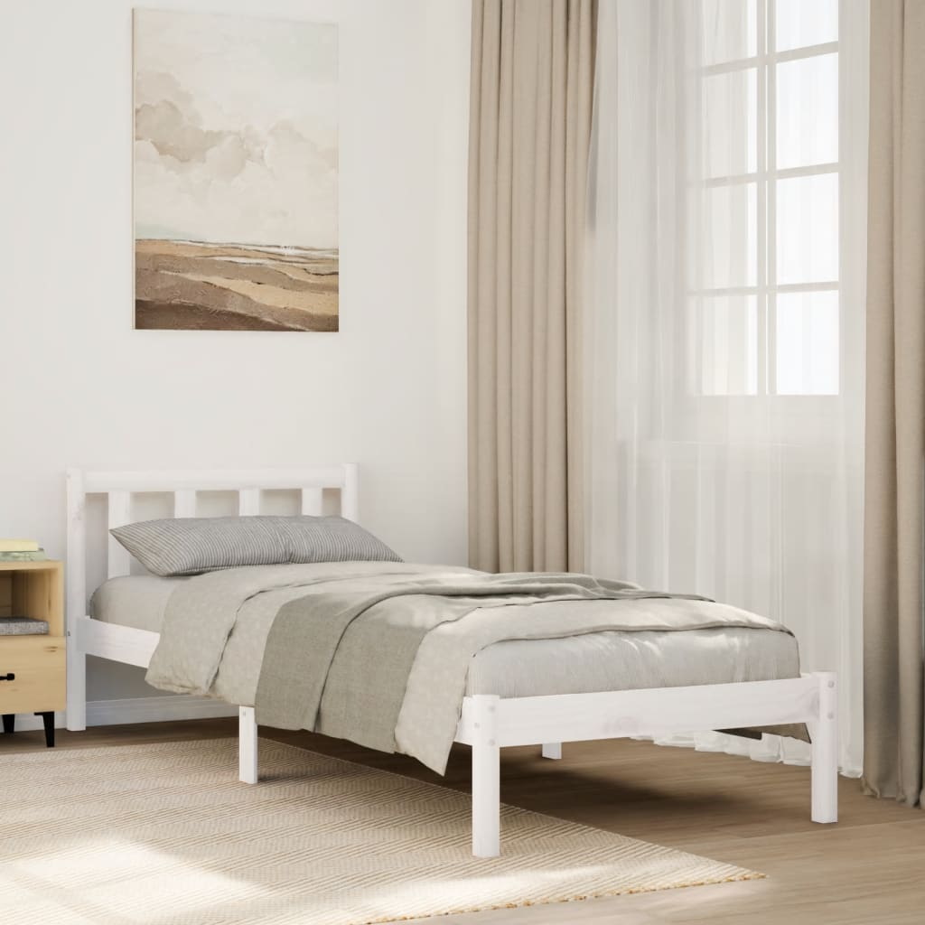 Solid Wood Bed Extra Long without Mattress White 100x210 Pinewood