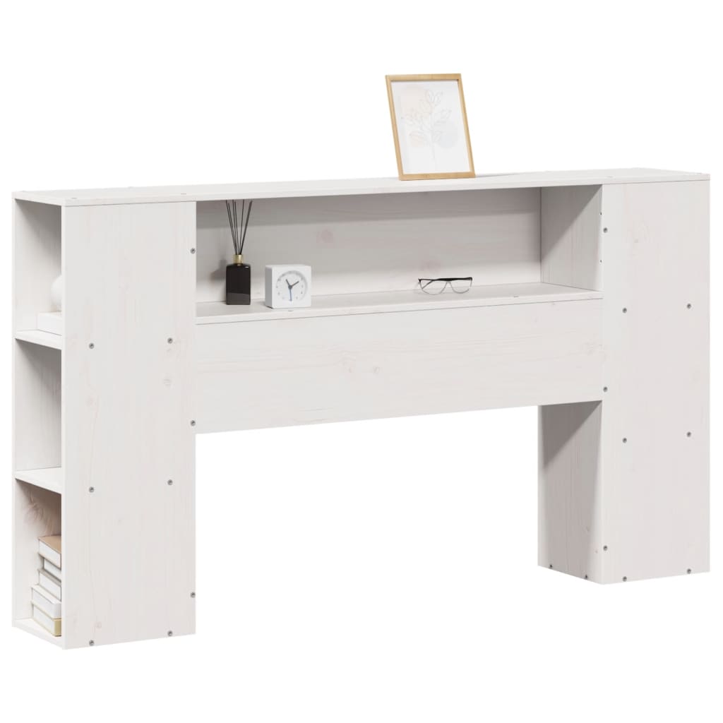 Kopfteil mit Stauraum Weiß 160 cm Massivholz Kiefer