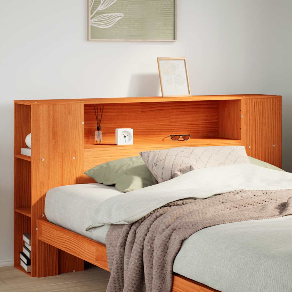 Kopfteil mit Stauraum Wachsbraun 150 cm Massivholz Kiefer