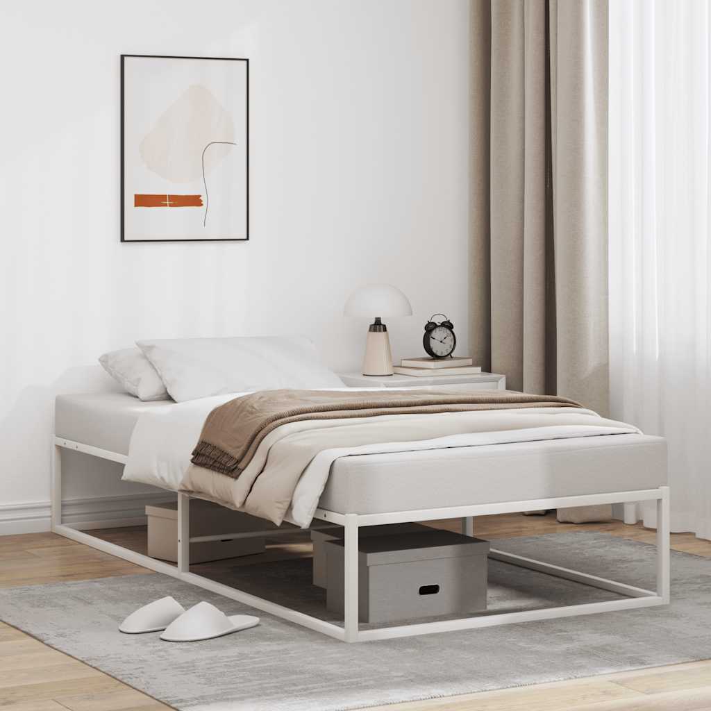 Bed frame without mattress white 100x200 cm metal