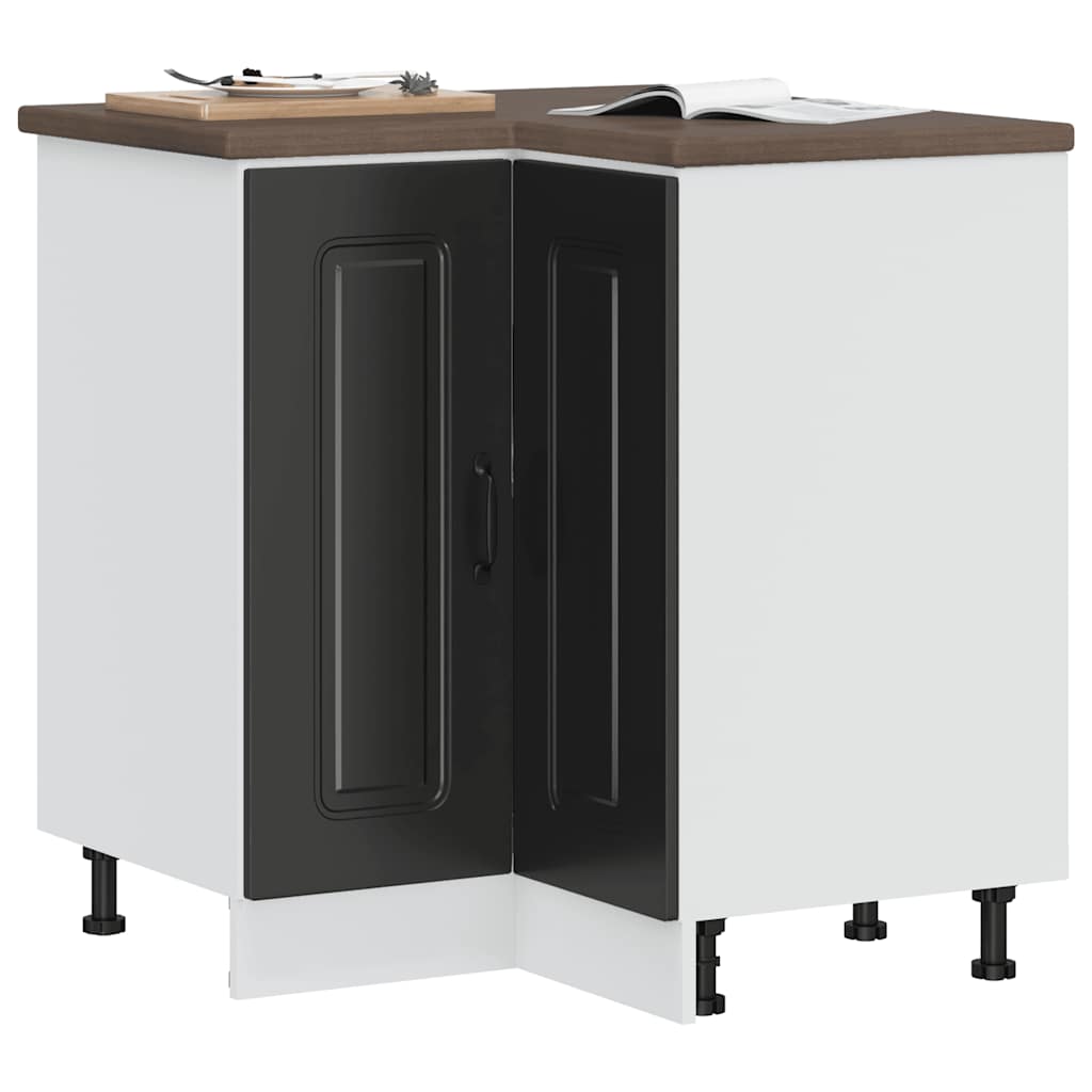 Küchen-Eckunterschrank Kalmar Schwarz Holzwerkstoff