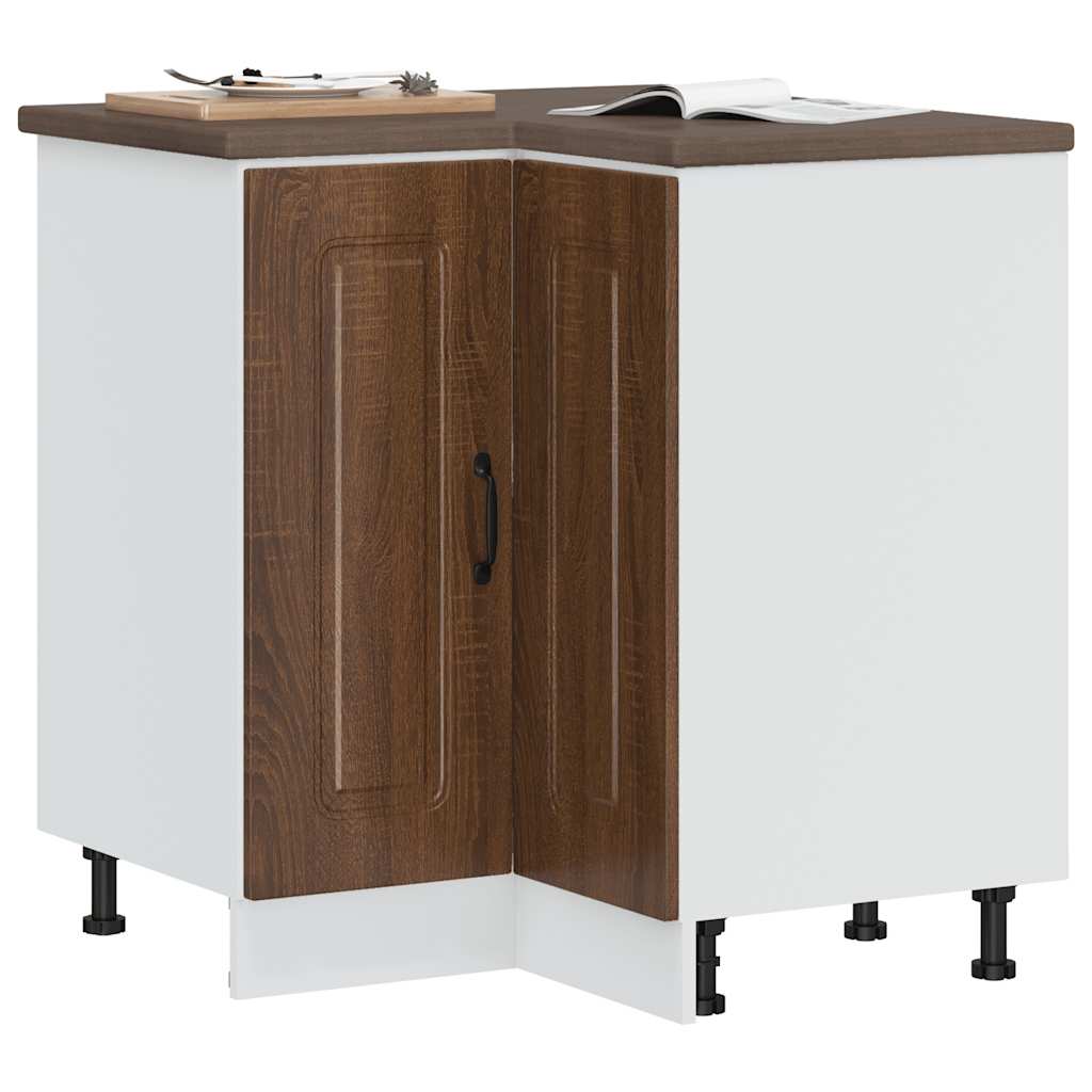 Kitchen corner base cabinet Kalmar Brown oak look wood material