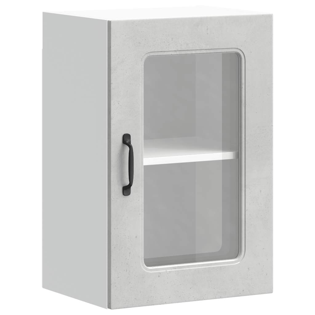 Kitchen wall cabinet with glass door Kalmar concrete grey wood material