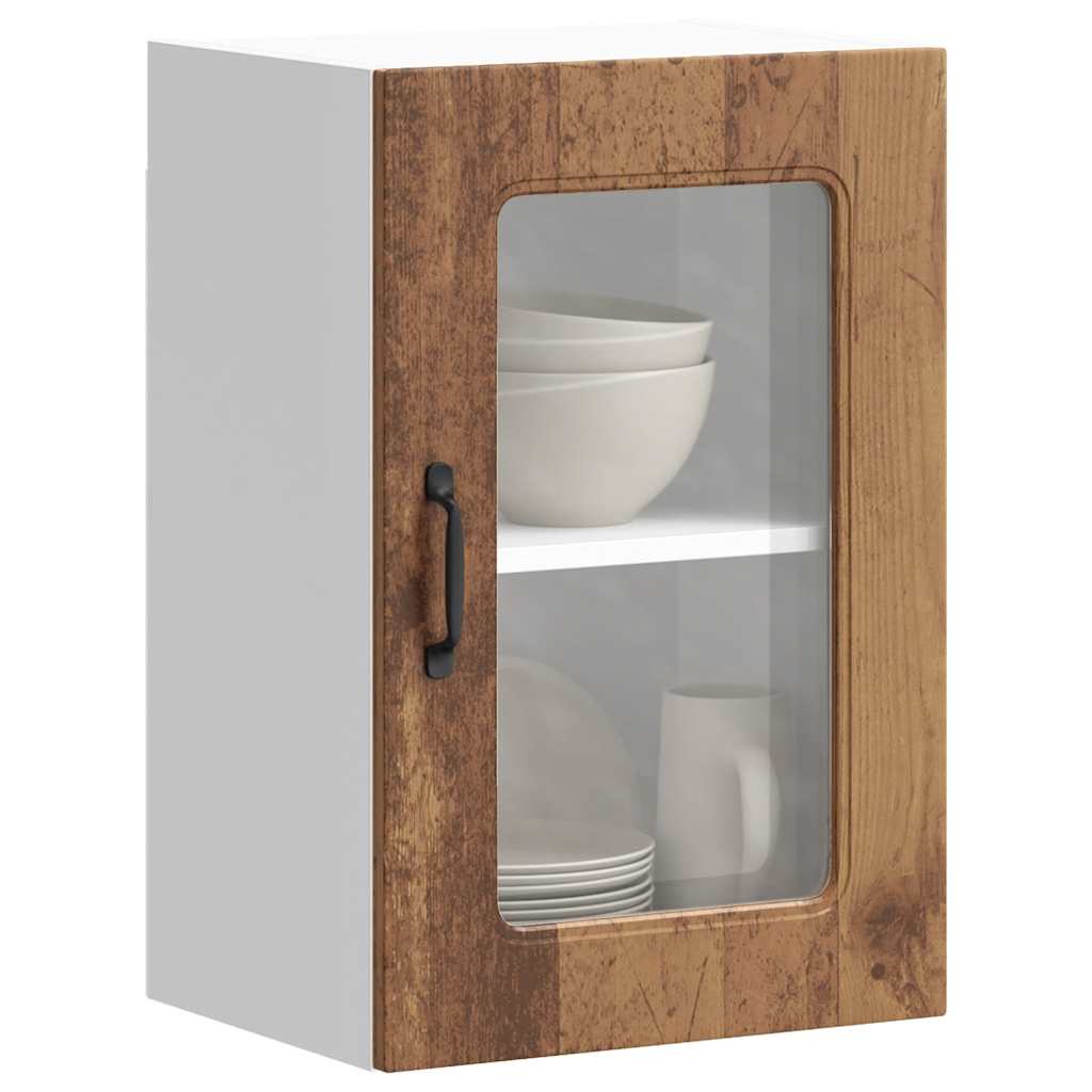 Kitchen wall cabinet with glass door Kalmar reclaimed wood look wood material