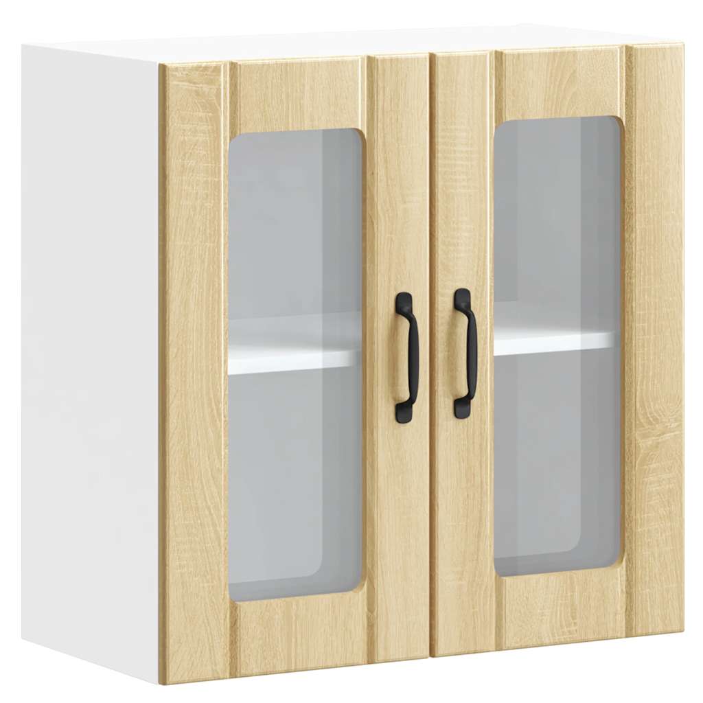 Kitchen wall cabinet with glass door Lucca Sonoma oak wood material
