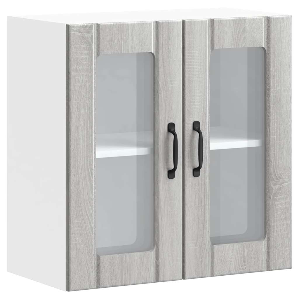 Küchen-Hängeschrank mit Glastür Lucca Grau Sonoma Holzwerkstoff