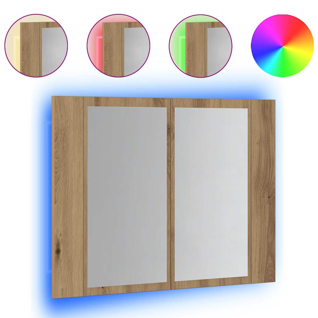 LED-Spiegelschrank Artisan-Eiche 60x12x45 cm Holzwerkstoff