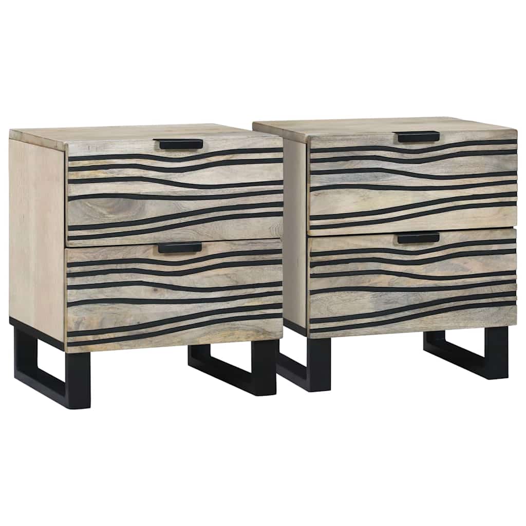 Nachttisch 2 pcs Weiß und Schwarz 40 x 33 x 46 cm
