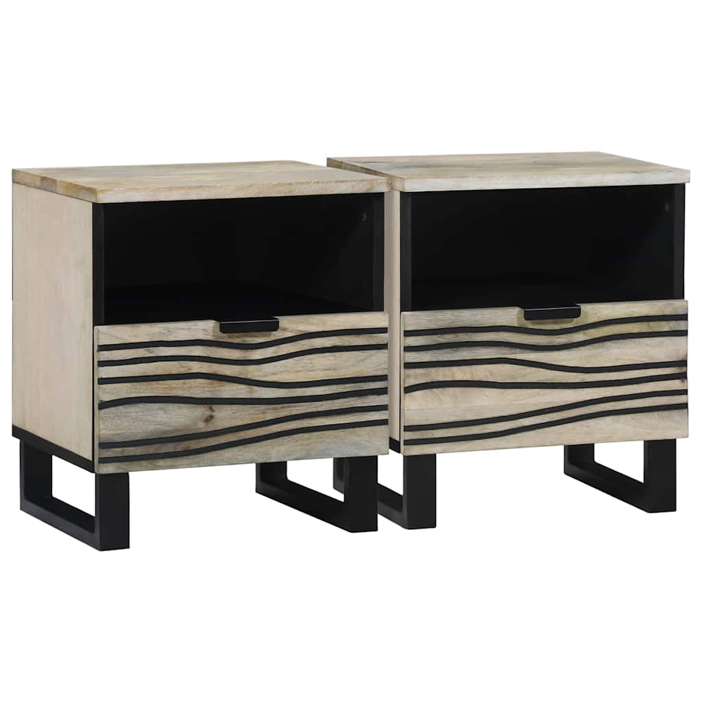 Nachttisch 2 pcs Weiß und Schwarz 40 x 33 x 46 cm
