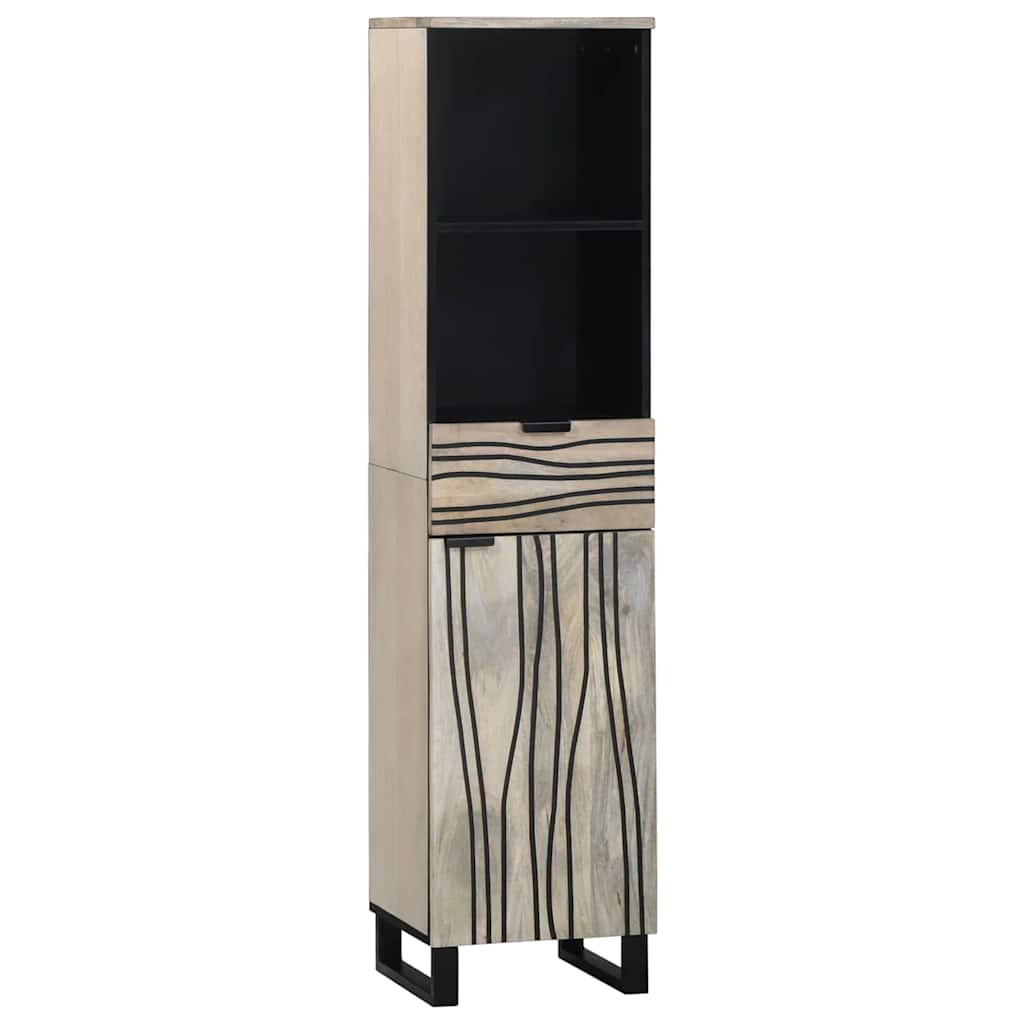 Badezimmer Schrank mit Regal Weiß und Schwarz 38 x 33 x 160 cm
