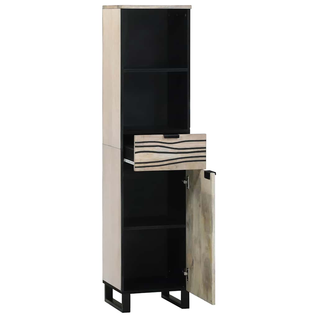 Badezimmer Schrank mit Regal Weiß und Schwarz 38 x 33 x 160 cm