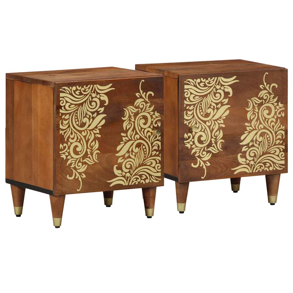 Nachttisch 2 pcs Honigbraun 40 x 33 x 46 cm massives Mangoholz