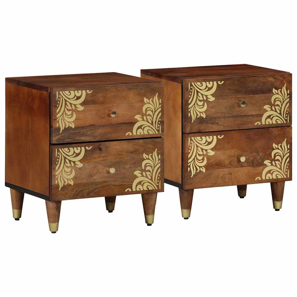 Nachttisch 2 pcs Honigbraun 40 x 33 x 46 cm massives Mangoholz