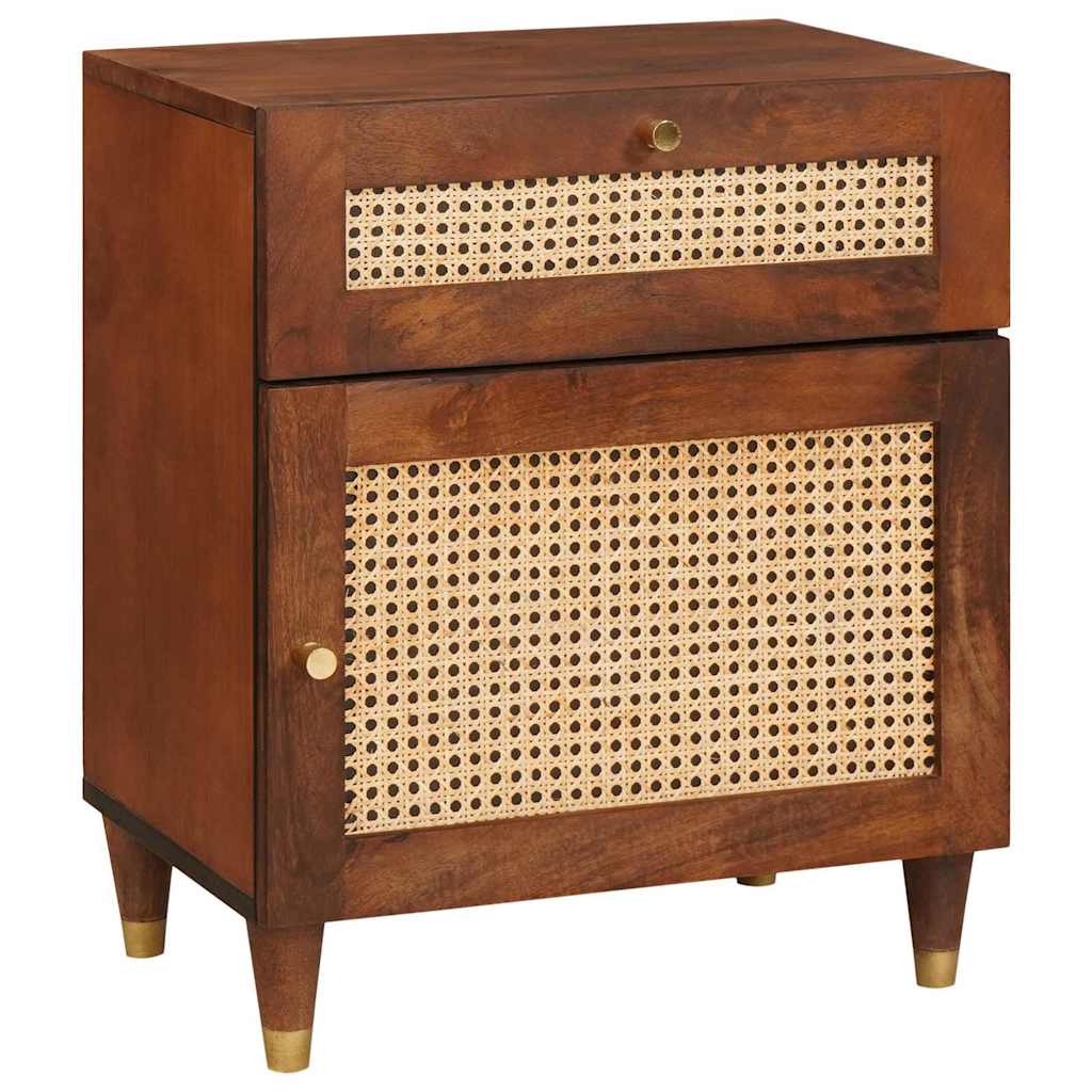 Nachttische Braun 50 x 33 x 60 cm Rohr und massives Mangoholz