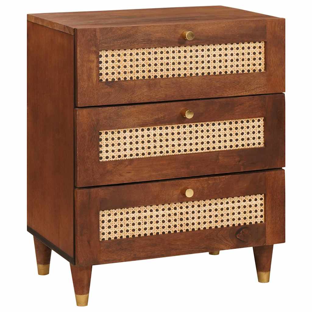Nachttische Braun 50 x 33 x 60 cm Rohr und massives Mangoholz