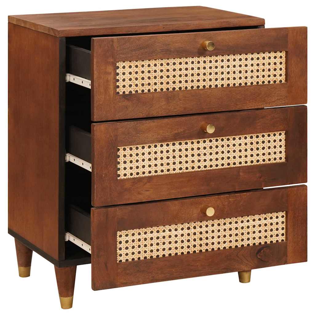 Nachttische Braun 50 x 33 x 60 cm Rohr und massives Mangoholz